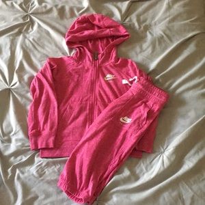 Girls pink Nike jogger set